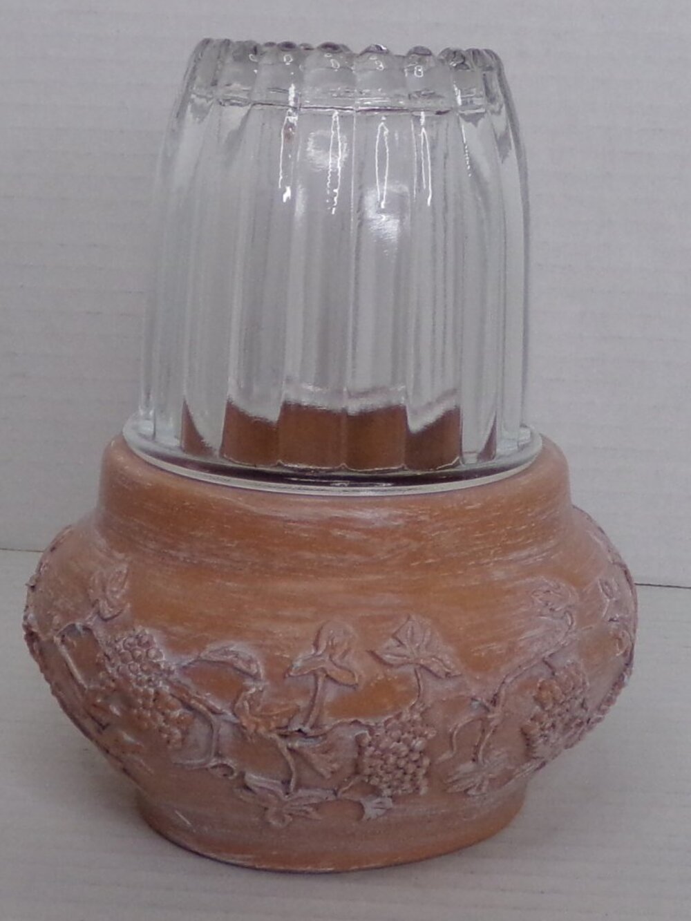 Vintage New Fairy Lamp Glass Ribbed Ornate Olive Garden Dine Aglow Oil Wick